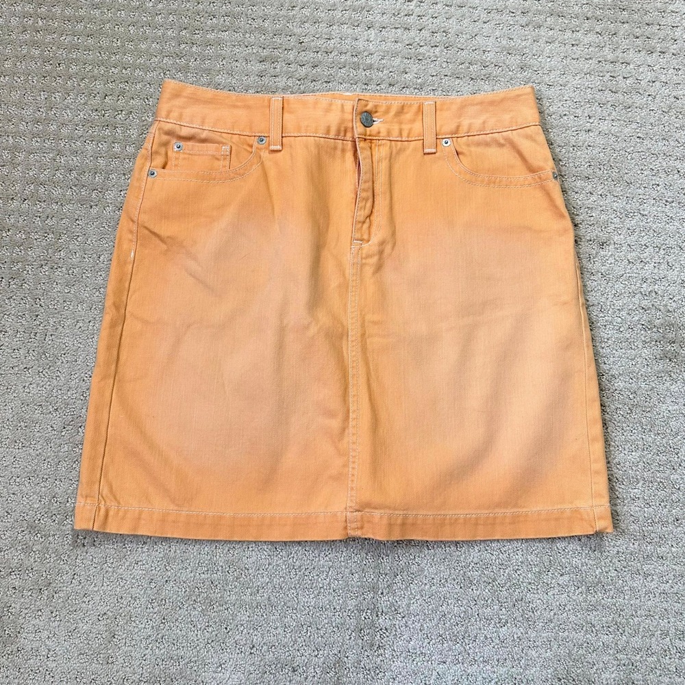 LL Bean Skirt Denim Mini Apricot Orange 5-Pocket Petite 12 Petite Gorpcore